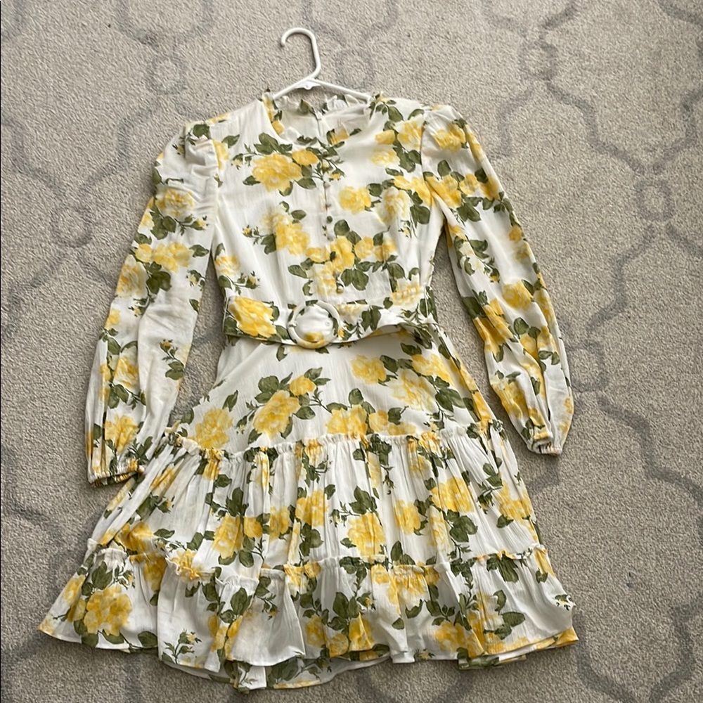 Rachel Parcell Yellow Floral Long Sleeve Dress size S